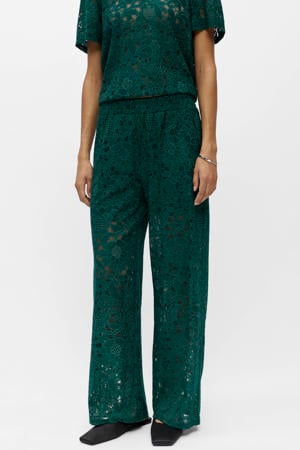 wide leg regular waist casual broek donkergroen