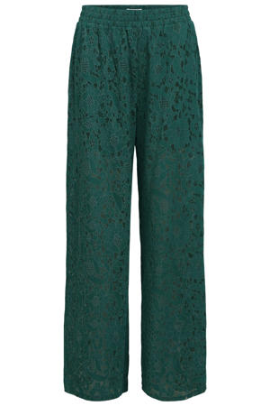 wide leg regular waist casual broek donkergroen