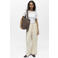 OBJECT wide leg high waist casual broek met linnen zand