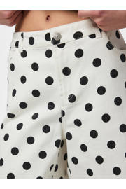 thumbnail: PIECES wide leg regular waist denim short met stippen