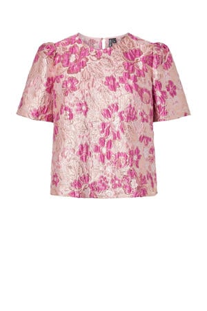 gebloemde top roze