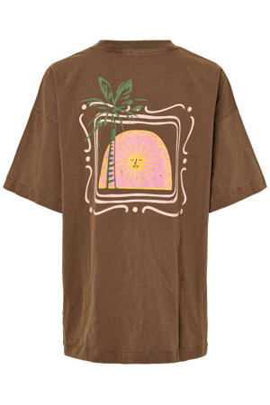 T-shirt met backprint bruin