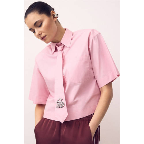 Shoeby blouse met stropdas lichtroze afbeelding