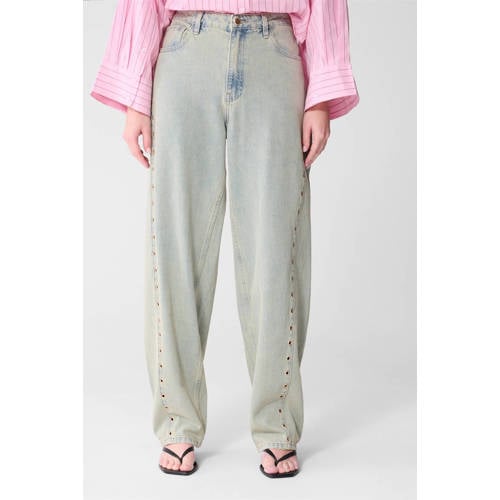 Shoeby high waist barrel jeans light blue denim afbeelding
