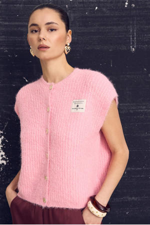 gilet lichtroze gebreid