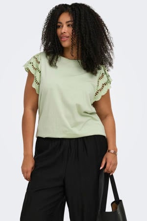 top lichtgroen broderie
