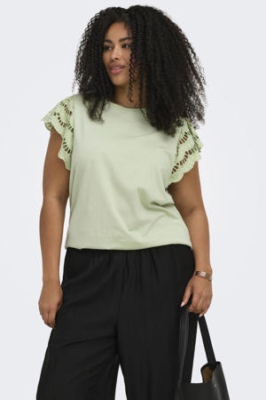 top lichtgroen broderie