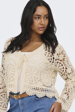 gebreid vest crochet zand