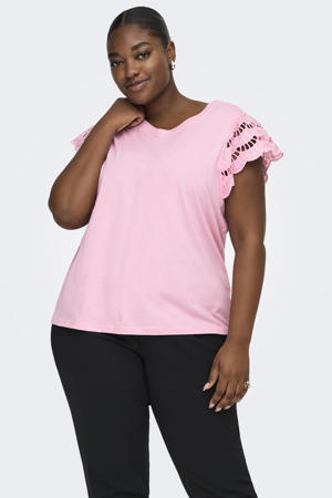 top roze broderie