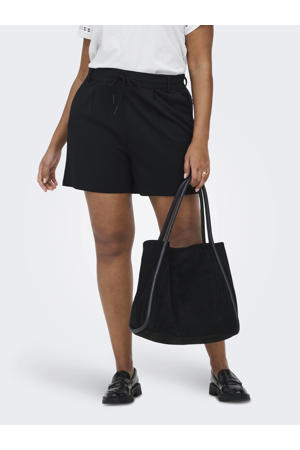 baggy high waist sweatshort zwart
