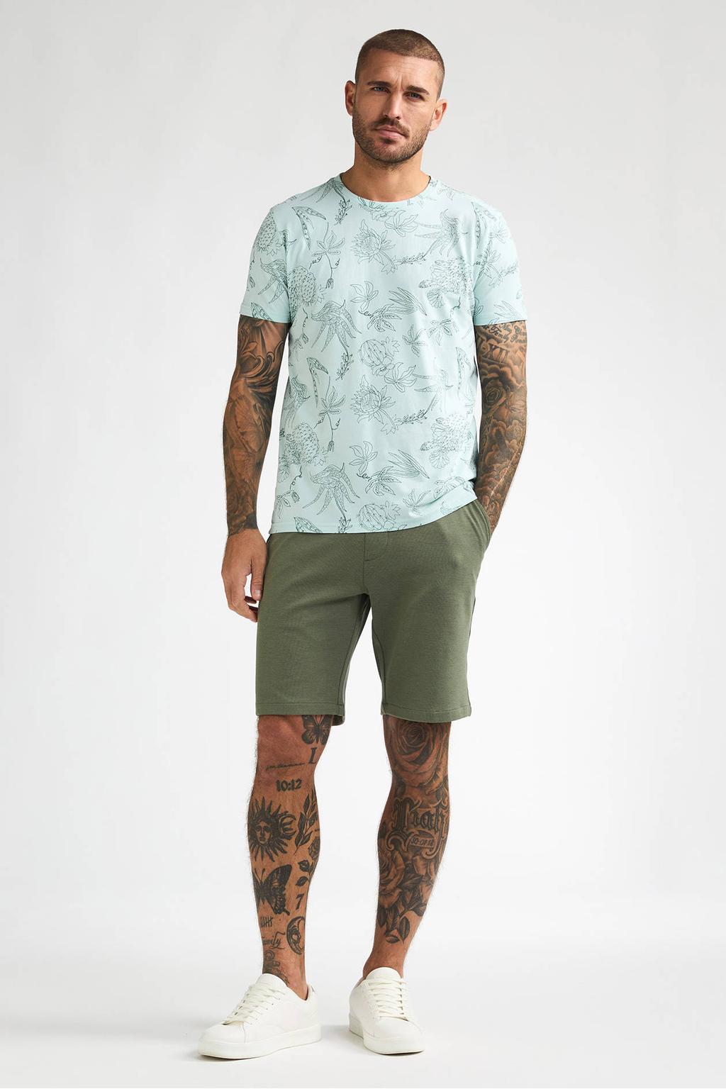 Mintgroene heren Petrol Industries regular T-shirt van katoen met korte mouwen en ronde hals