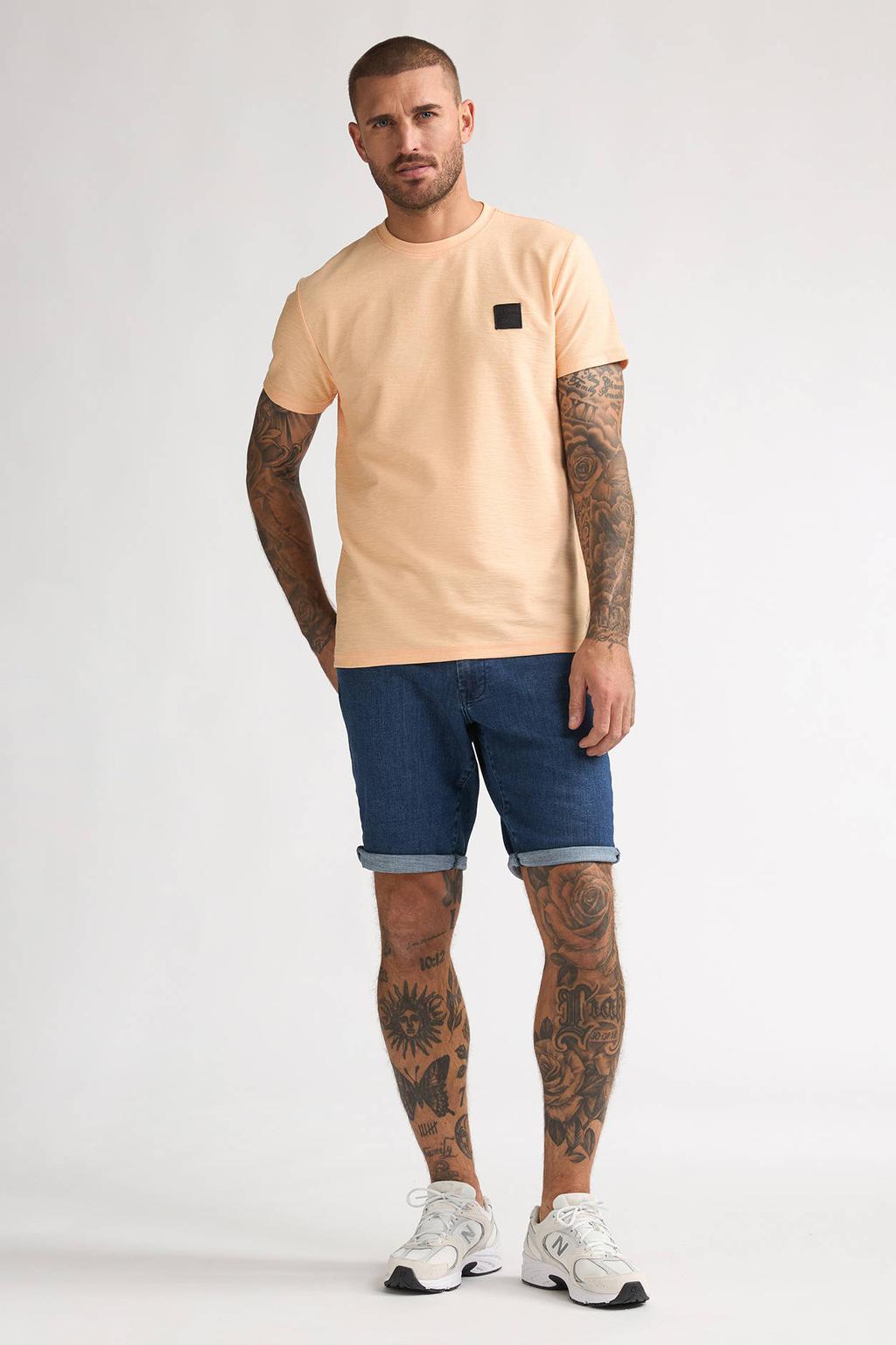 Oranje heren Petrol Industries regular T-shirt van katoen met effen, korte mouwen en ronde hals