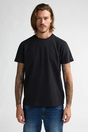 regular T-shirt zwart met textuur