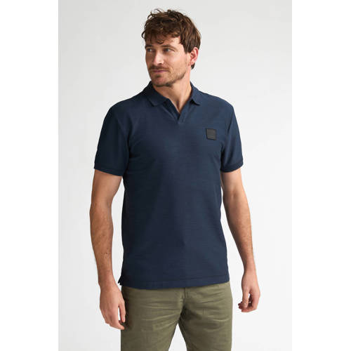 Petrol Industries regular polo donkerblauw met textuur afbeelding