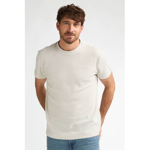 Petrol Industries regular T-shirt ecru met textuur afbeelding