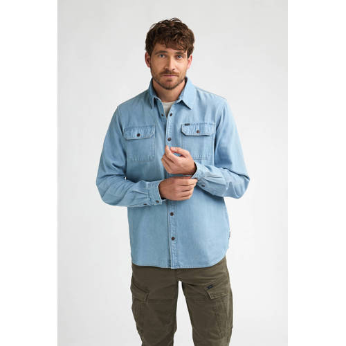 Petrol Industries regular casual overhemd light blue denim afbeelding