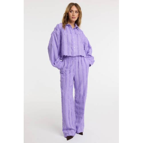 Refined Department wide leg regular waist broek paars afbeelding