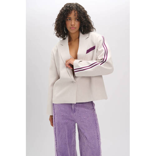 Refined Department cropped blazer ecru afbeelding