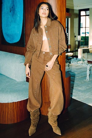 wide leg jeans bruin