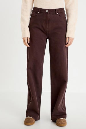wide leg jeans donkerbruin