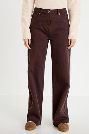 wide leg jeans donkerbruin