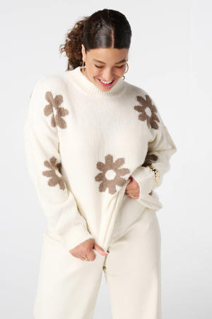 gebloemde sweater ecru