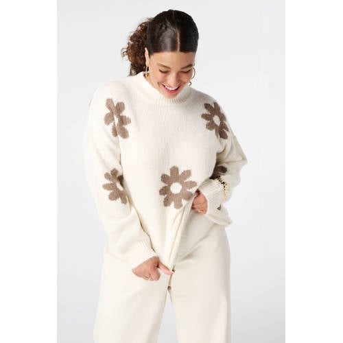 MS Mode gebloemde sweater ecru afbeelding