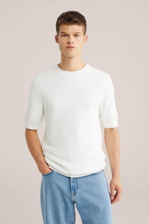 regular T-shirt fijn gebreid wit