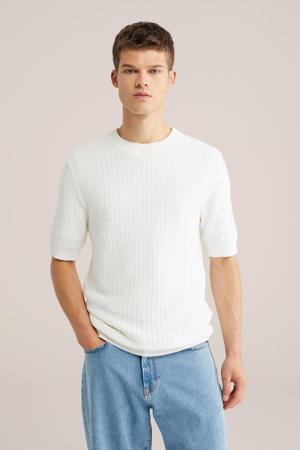 regular T-shirt fijn gebreid wit