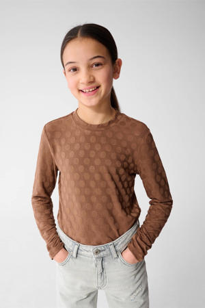 longsleeve met stippen bruin