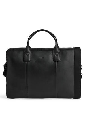 15 inch leren laptoptas AxelMBG zwart