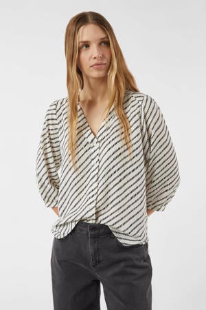 gestreepte blouse ecru