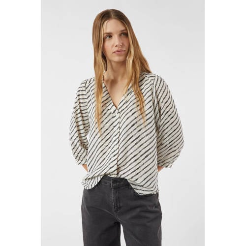 comma gestreepte blouse ecru afbeelding