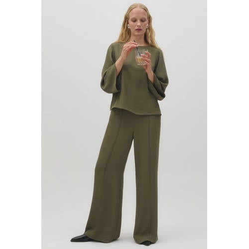 comma regular waist broek donkergroen afbeelding