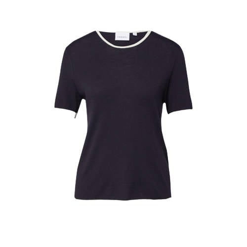 comma T-shirt marineblauw fijn gebreid afbeelding