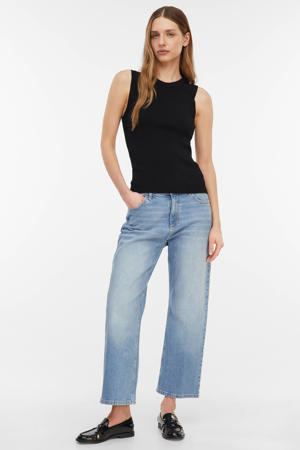 wide leg jeans medium blue denim