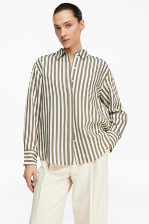 gestreepte blouse bruin