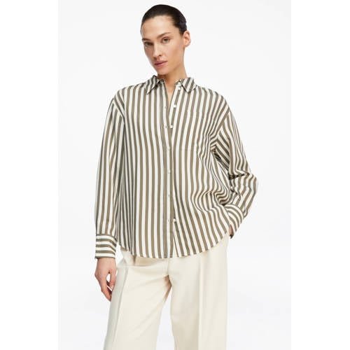 comma gestreepte blouse bruin afbeelding