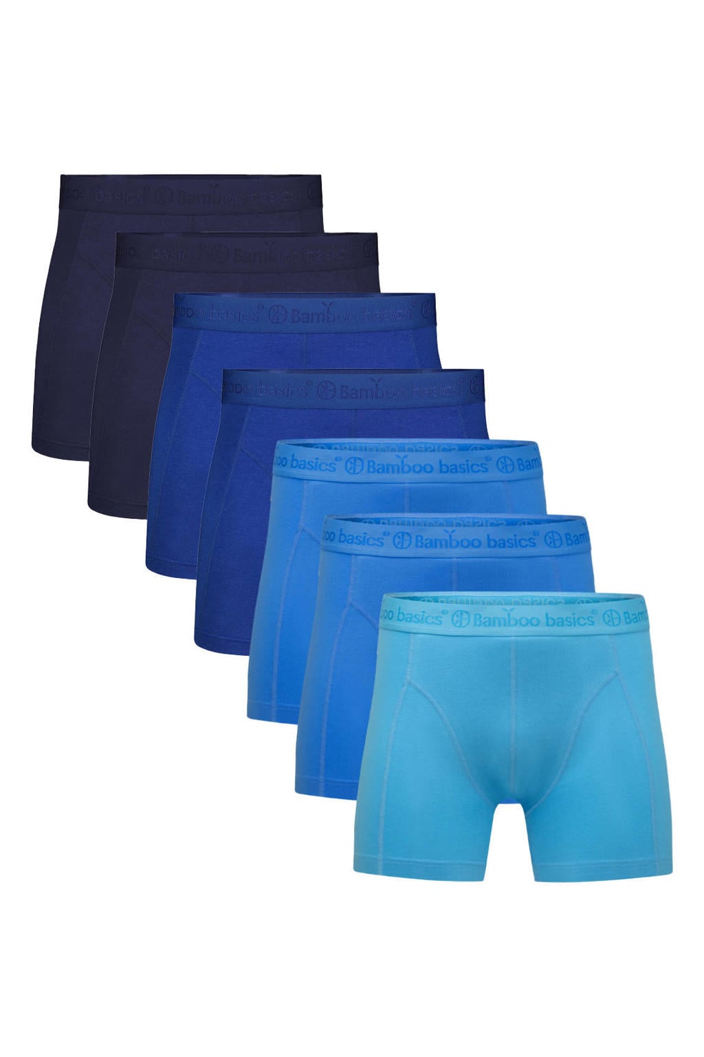 Bamboo Basics bamboe boxershorts - blauw/donkerblauw (set van 7)