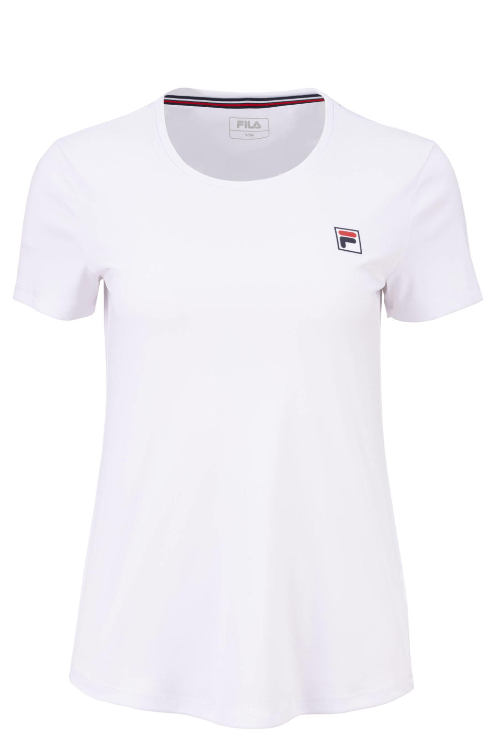 Witte dames Fila sportshirt Leonie van polyester met korte mouwen en ronde hals