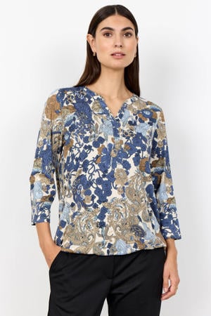 gebloemde top blauw