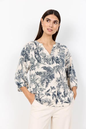 gebloemde blouse ecru