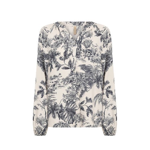 Soyaconcept gebloemde blouse ecru afbeelding