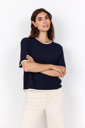 T-shirt donkerblauw fijn gebreid