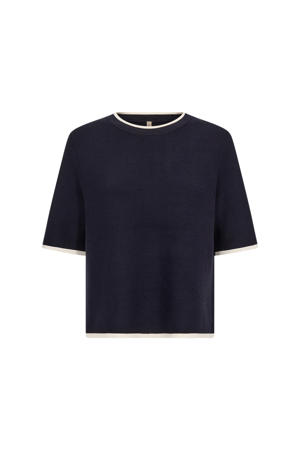 T-shirt donkerblauw fijn gebreid