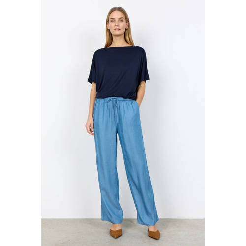 Soyaconcept wide leg high waist casual broek blauw afbeelding