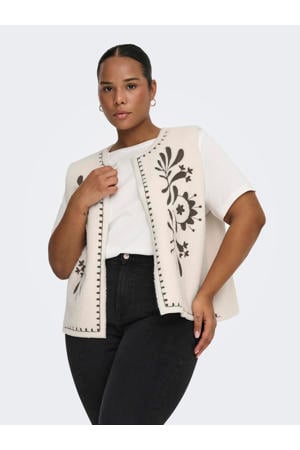 teddy gebloemde gilet ecru