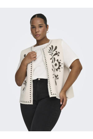 teddy gebloemde gilet ecru