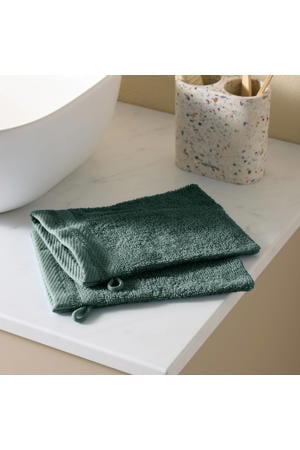 washand basic donkergroen (set van 2) (15x20 cm)
