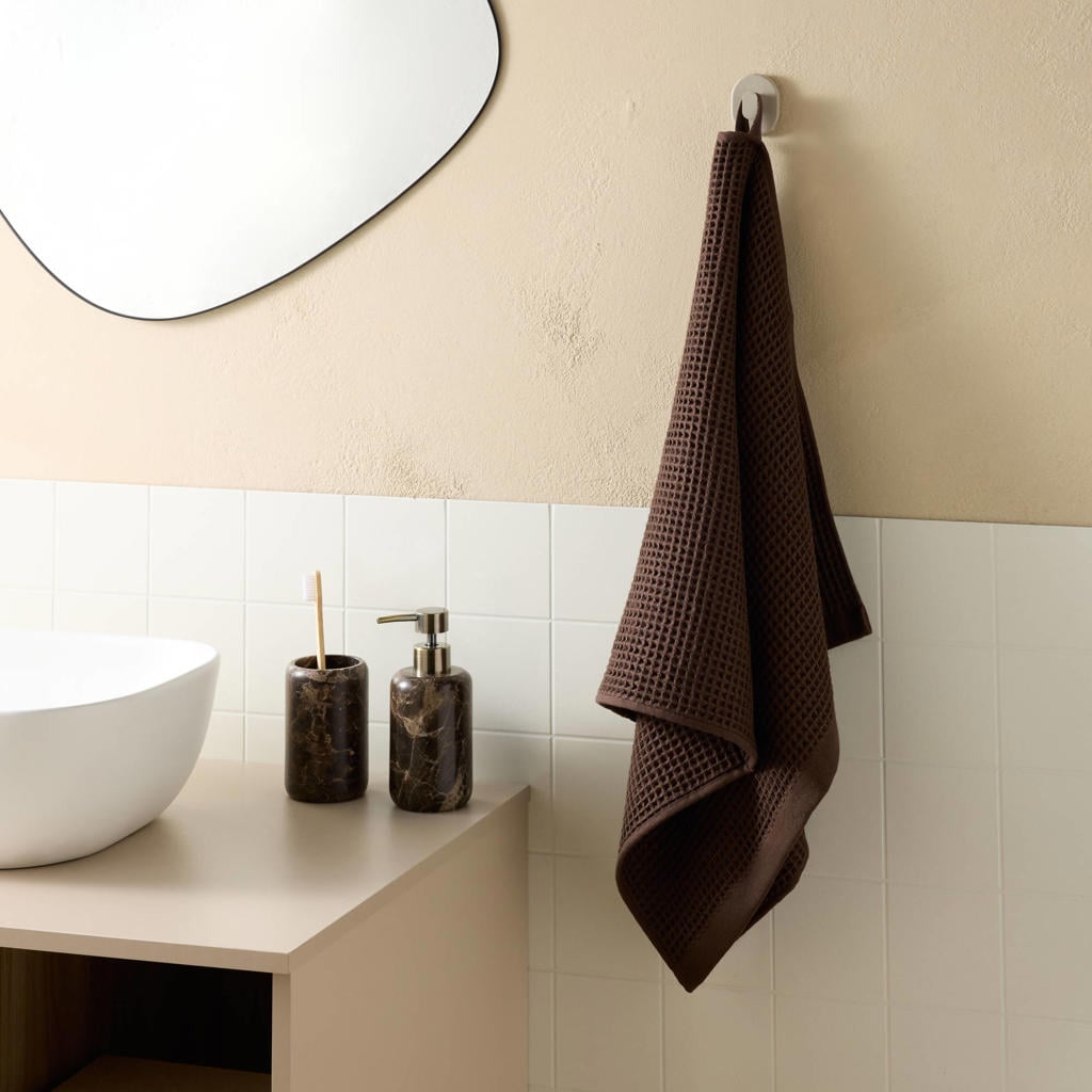 NOUS Living handdoek wafel (donkerbruin) (140x70 cm)